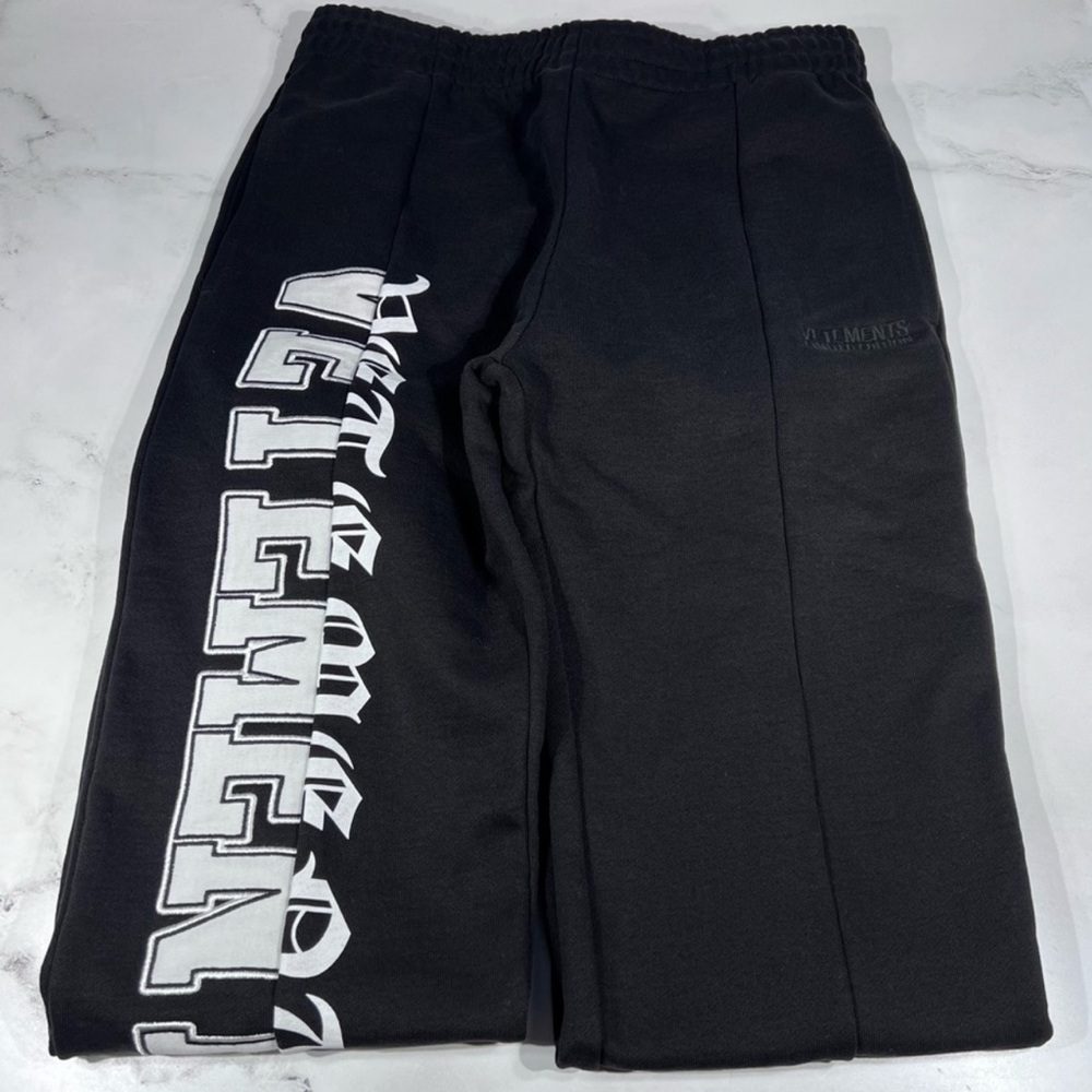 Vetements Cut Up Logo Zip-Up Spell Out Black White Sweatpants Joggers